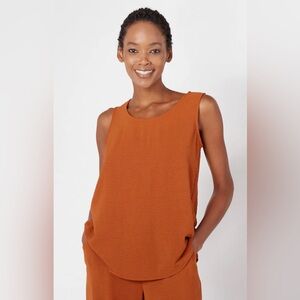 Textured Scoop Neck Tank Top - Rust